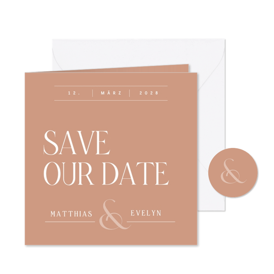 Save-the-Date-Karte typografisch - Karteneindruck
