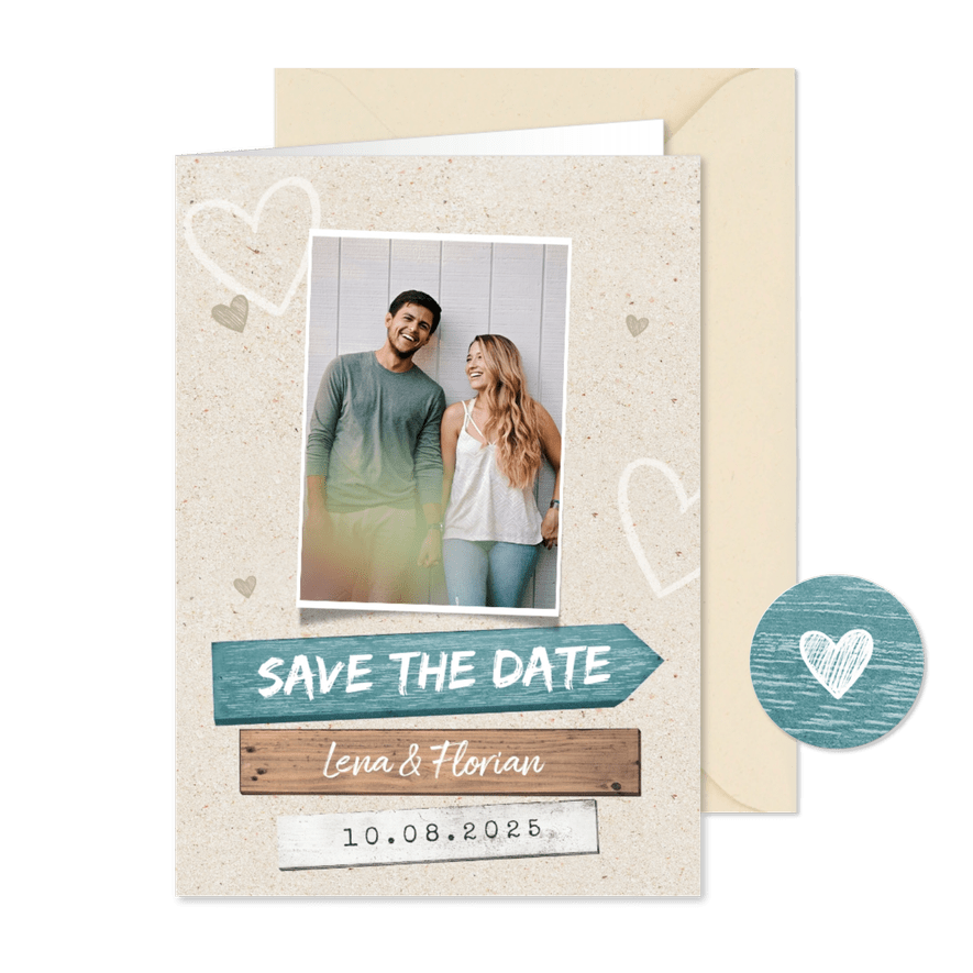 Save-the-Date-Karte Wegweiser Sommerfeeling - Karteneindruck