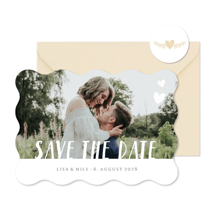 Save-the-Date-Karte Wellenform großes Foto - Kartenvorschau