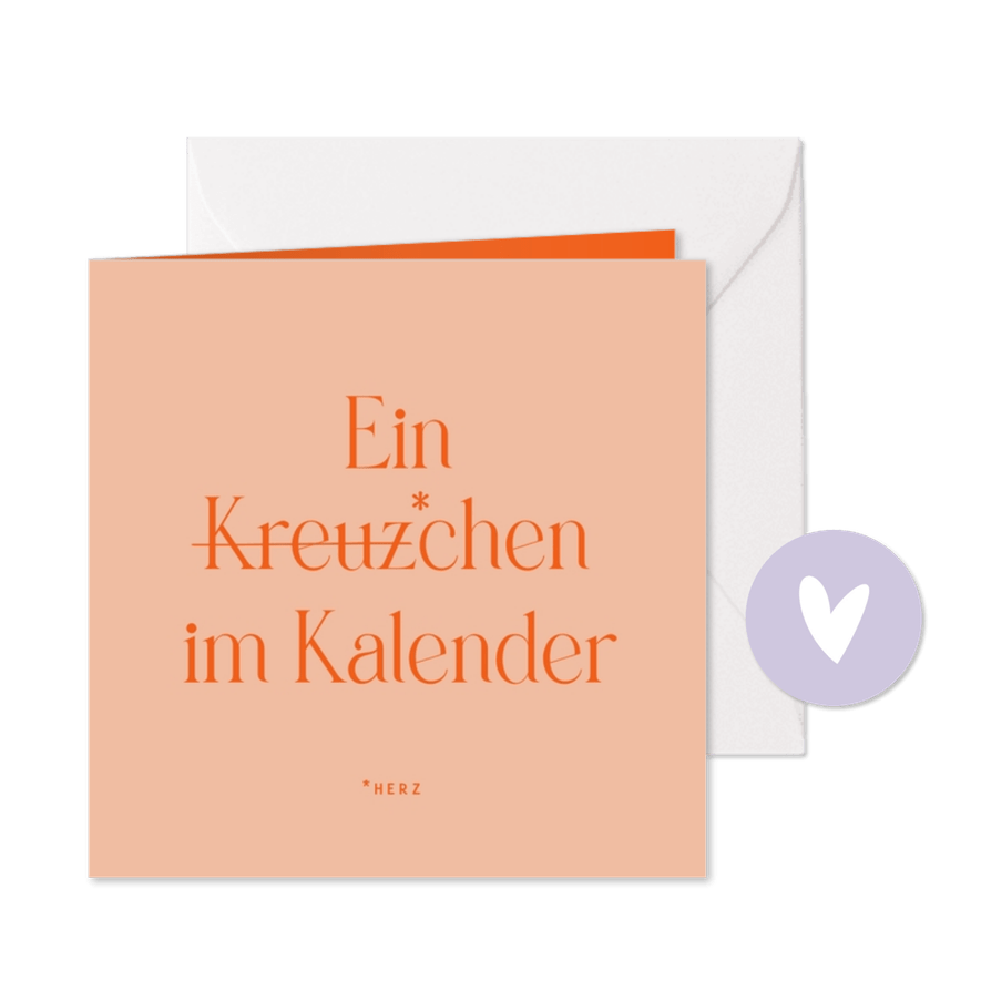 Save-the-Date-Karte witzig 'Kreuzchen im Kalender' - Karteneindruck
