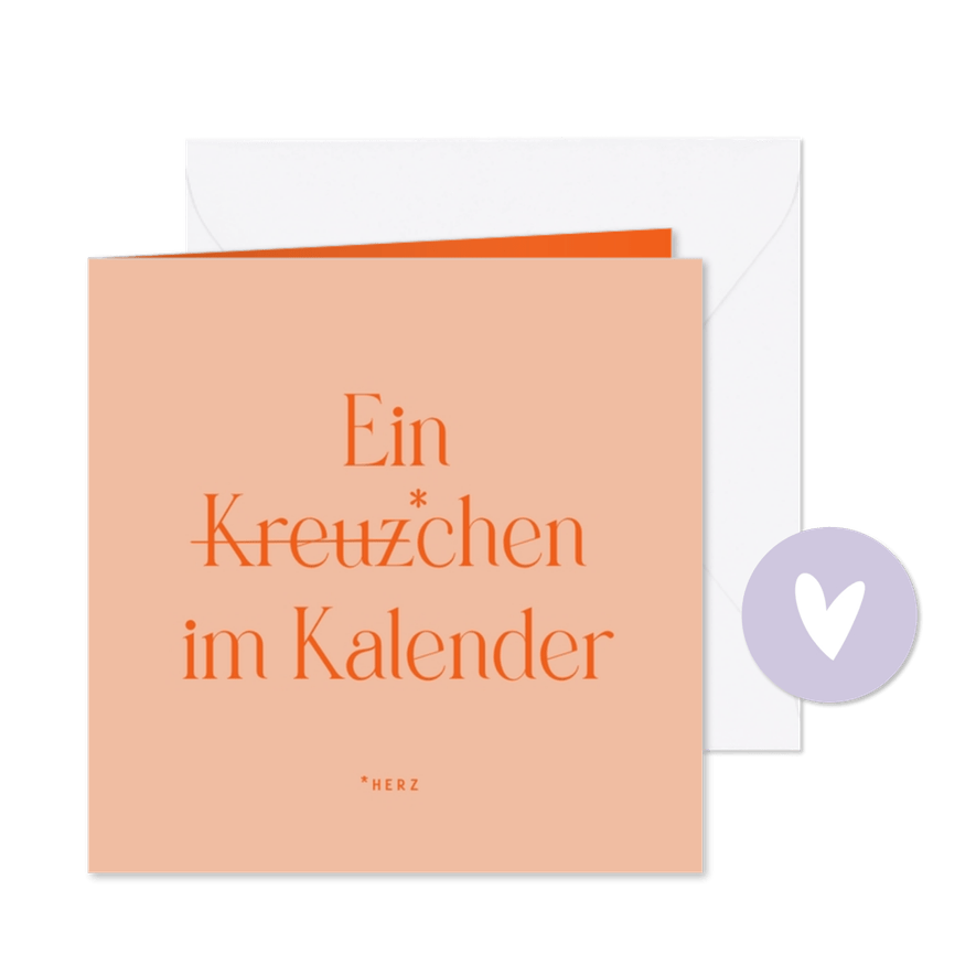 Save-the-Date-Karte witzig 'Kreuzchen im Kalender' - Karteneindruck