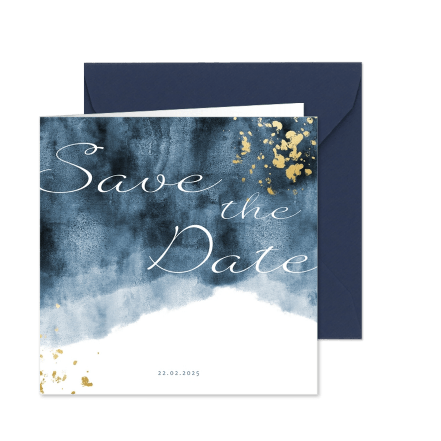 Save-the-Date-Karte zur Hochzeit mit Foto im Aquarelldesign - Karteneindruck