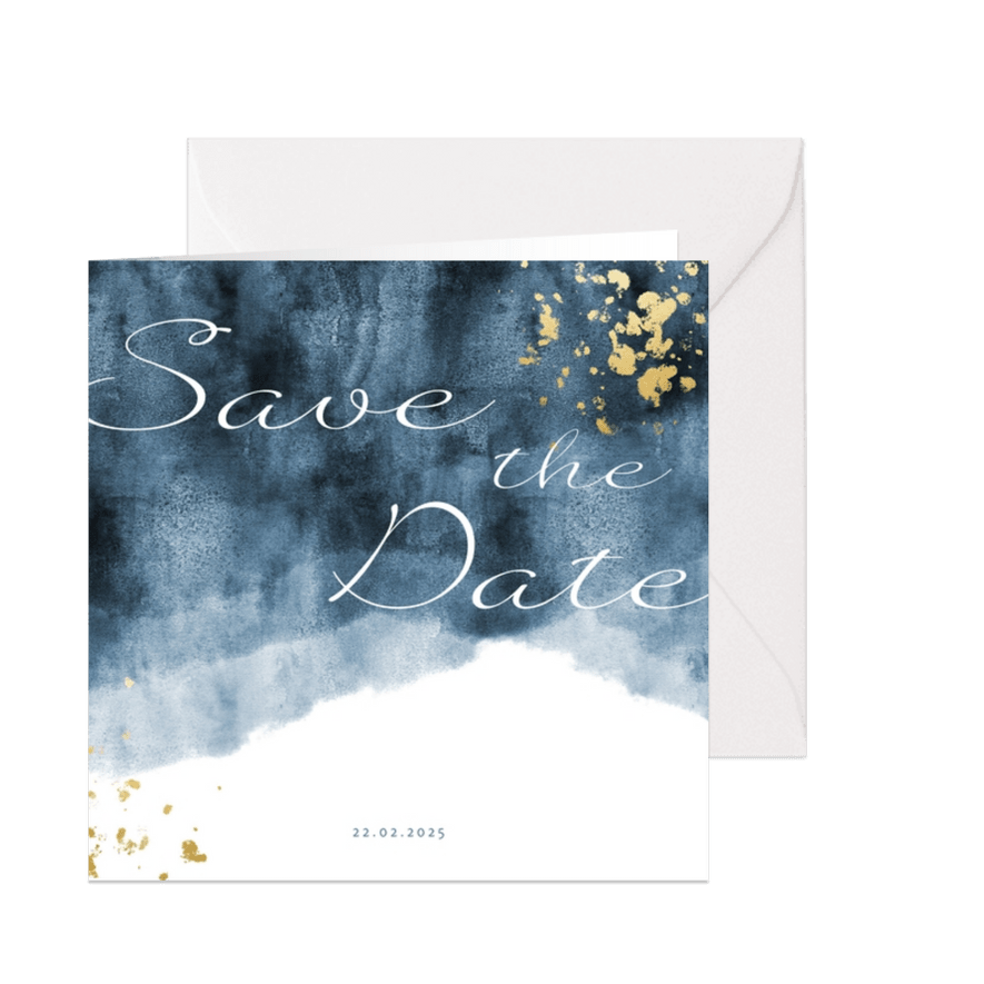 Save-the-Date-Karte zur Hochzeit mit Foto im Aquarelldesign - Karteneindruck
