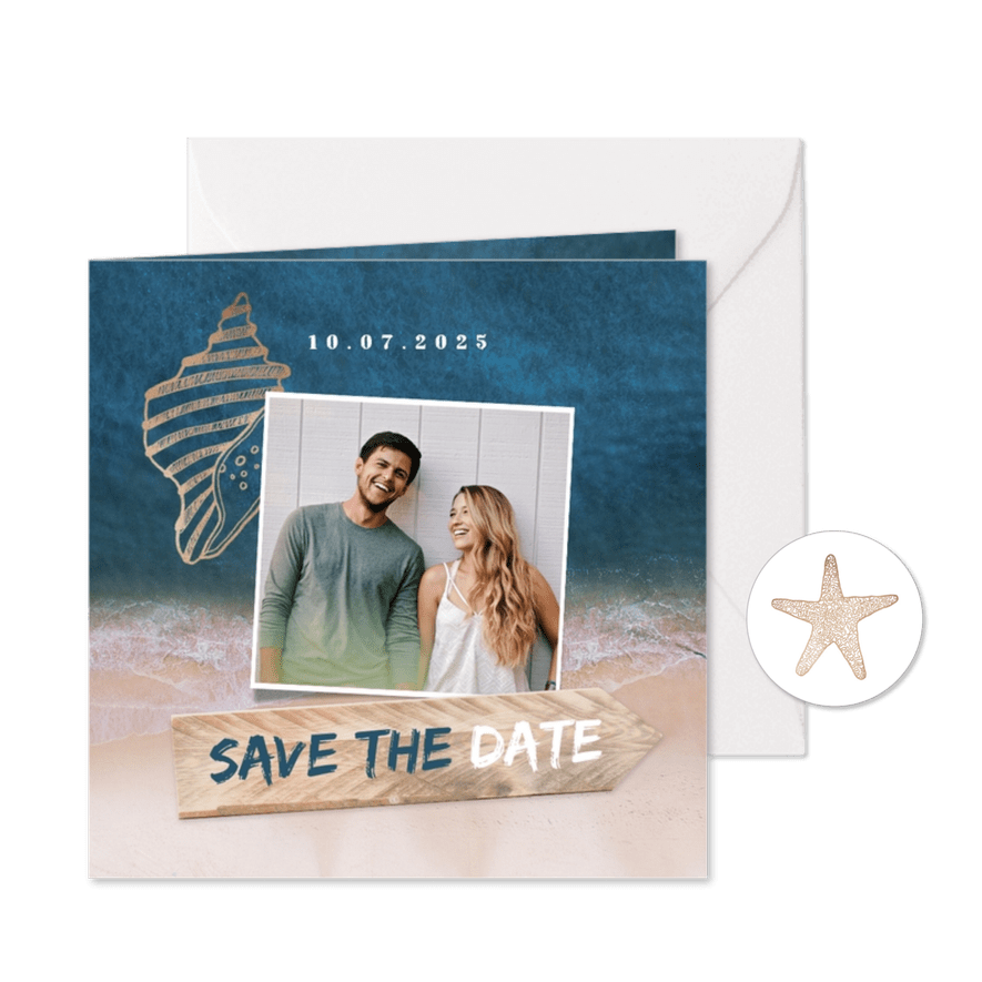 Save-the-Date-Karte zur Hochzeit Strandsommer - Karteneindruck
