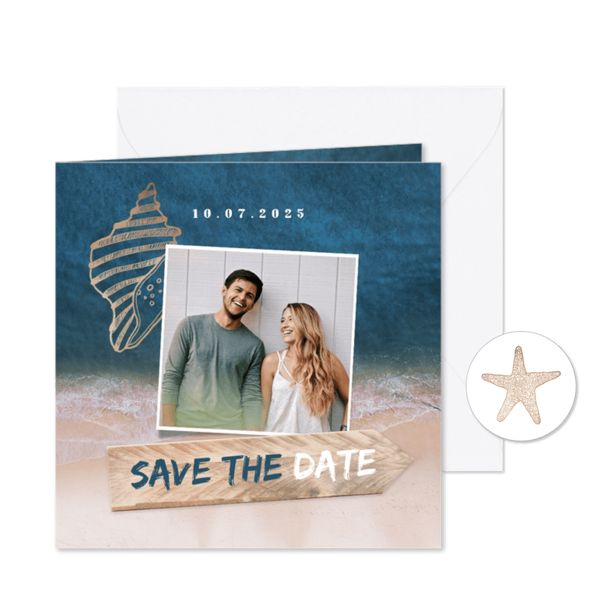 Save-the-Date-Karte zur Hochzeit Strandsommer - Karteneindruck
