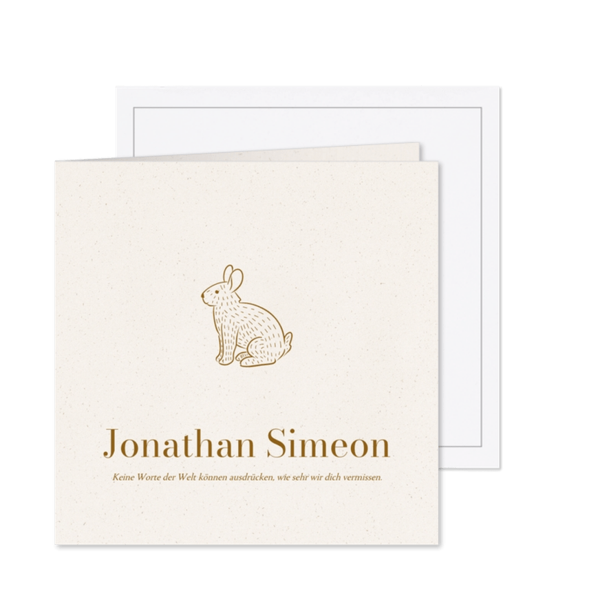 Schlichte Dankeskarte Trauer mit Hase - Karteneindruck
