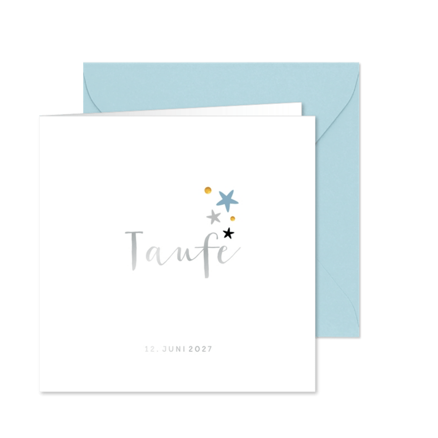 Schlichte Einladung zur Taufe mit Sternen - Karteneindruck