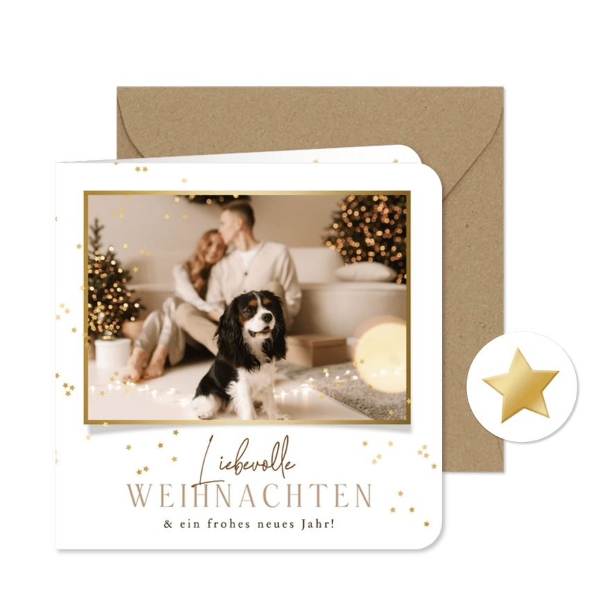 Schlichte Fotokarte 'Liebevolle Weihnachten'  - Kartenvorschau
