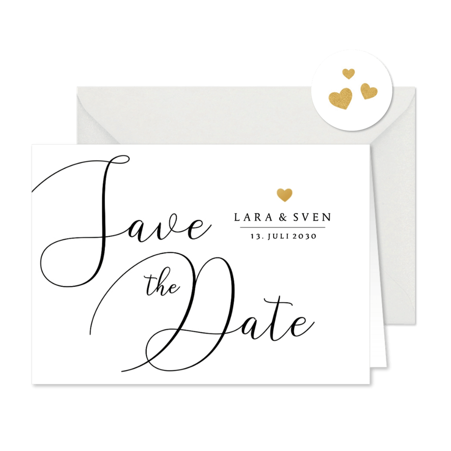 Schlichte Save-the-Date-Karte Kalligrafie - Karteneindruck
