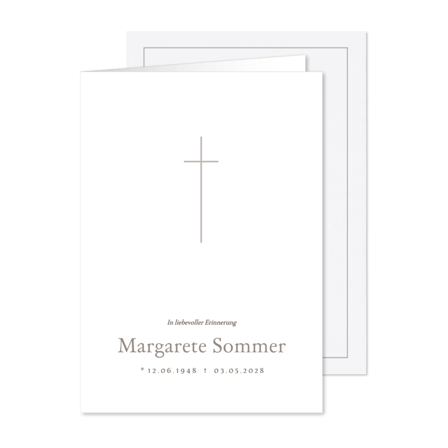 Schlichte Traueranzeige Kreuz - Karteneindruck
