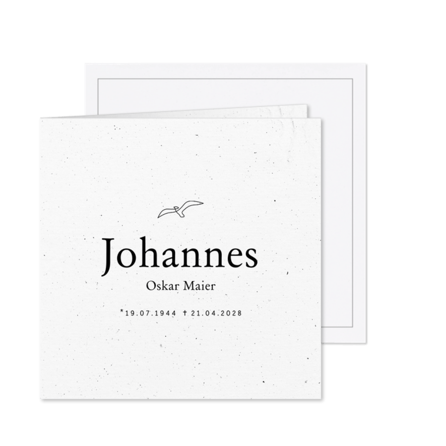 Schlichte Traueranzeige Möwe - Karteneindruck
