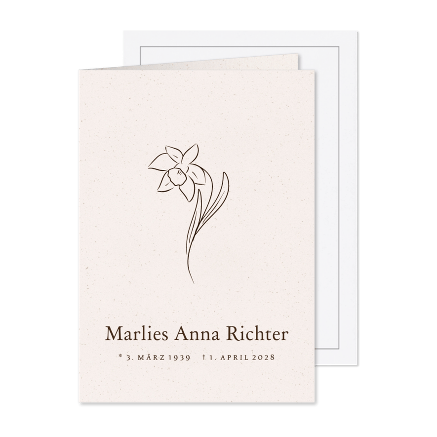 Schlichte Trauerkarte Narzisse - Karteneindruck
