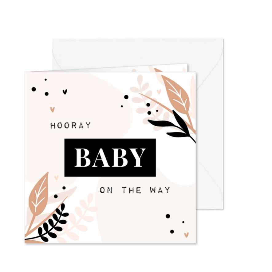 Schwangerschafts-Glückwunschkarte 'Hooray, baby on the way' - Karteneindruck