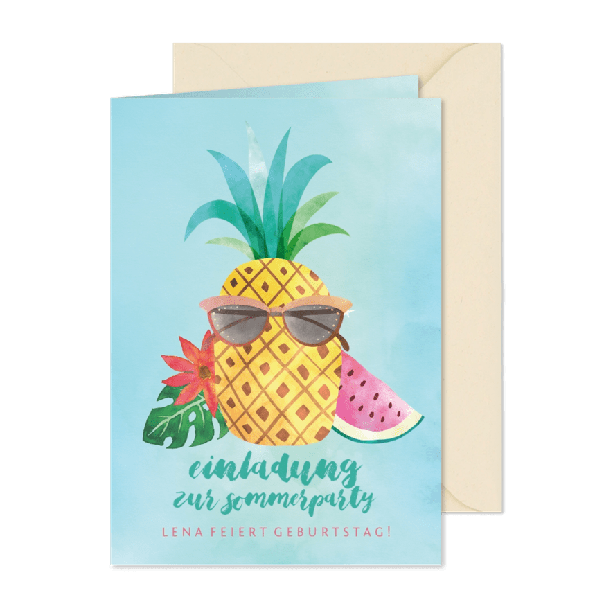 Sommerliche Einladungskarte Hawaii Geburtstag - Karteneindruck