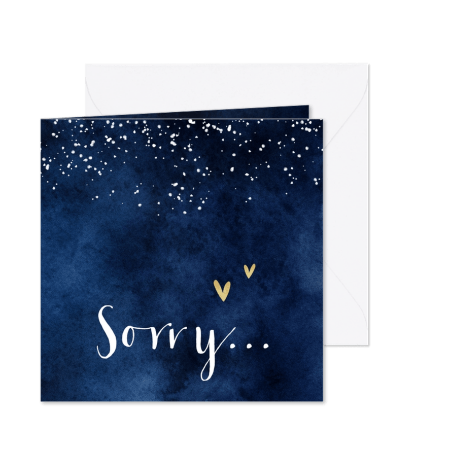 Sorry-Karte mit Herzchen dunkelblau - Karteneindruck