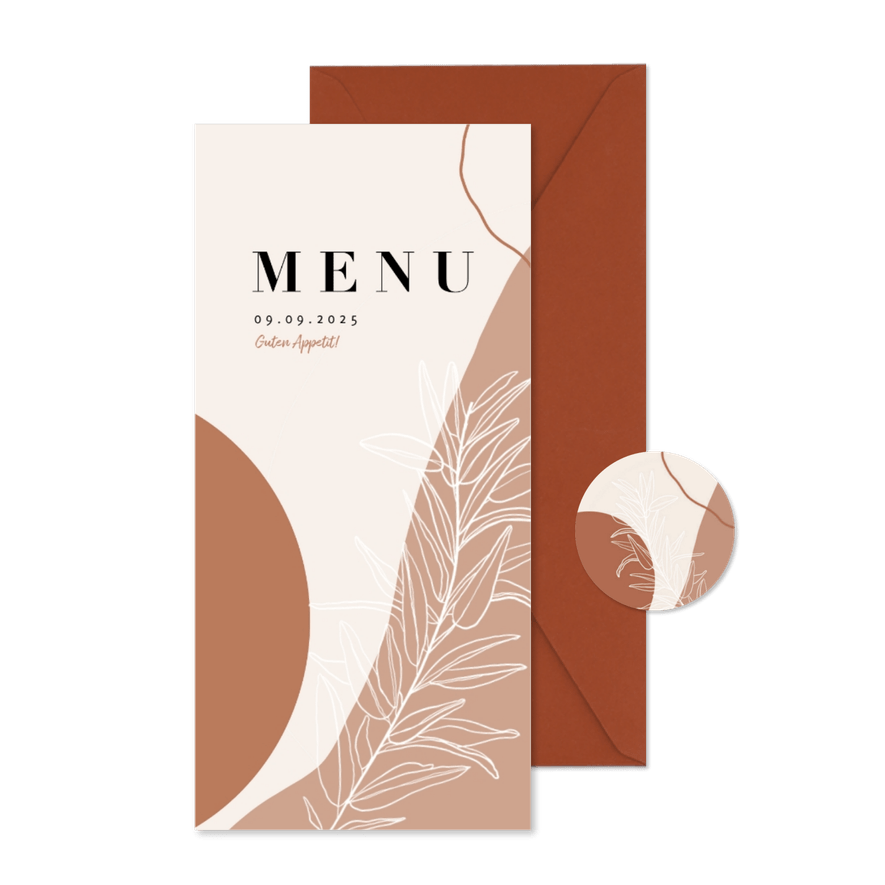 Speisekarte Hochzeitsfeier filigrane Zweige - Karteneindruck