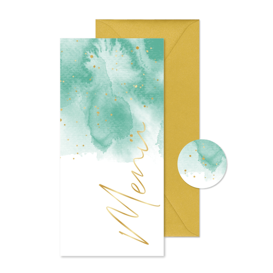 Speisekarte Jugendweihe mintgrünes Aquarell - Karteneindruck