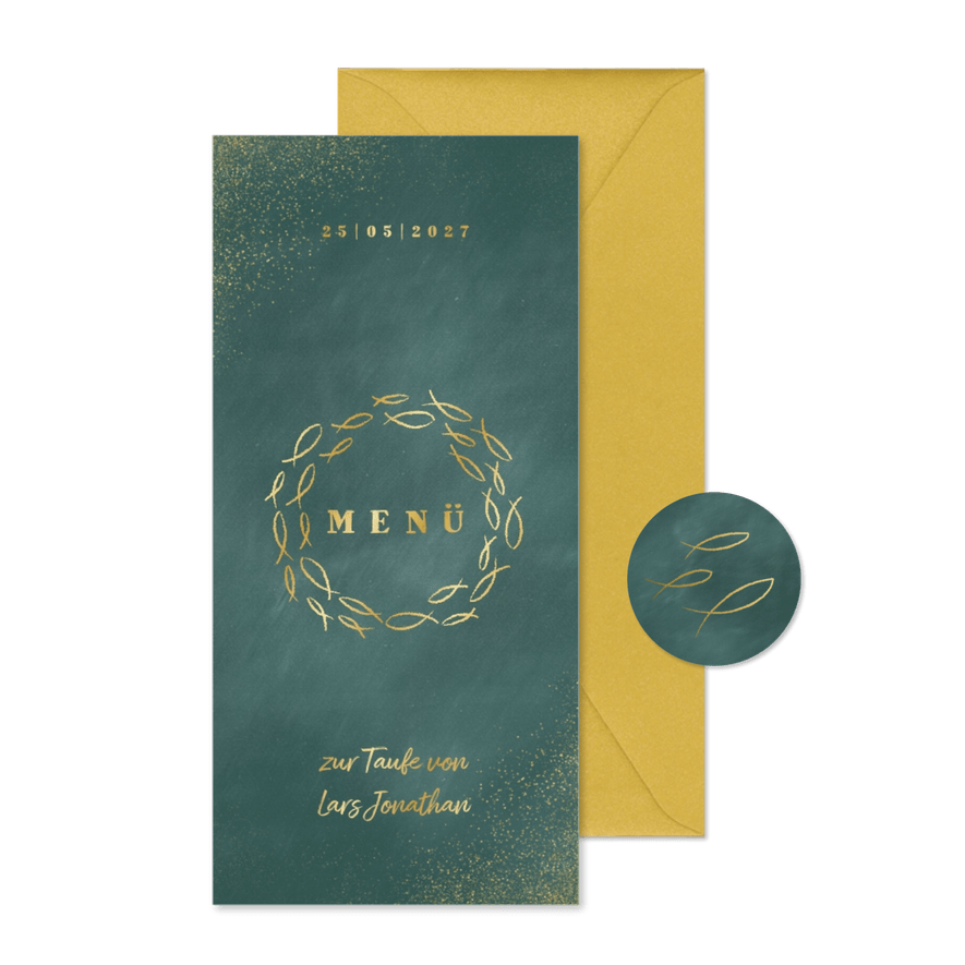 Speisekarte zur Taufe Goldfische - Karteneindruck
