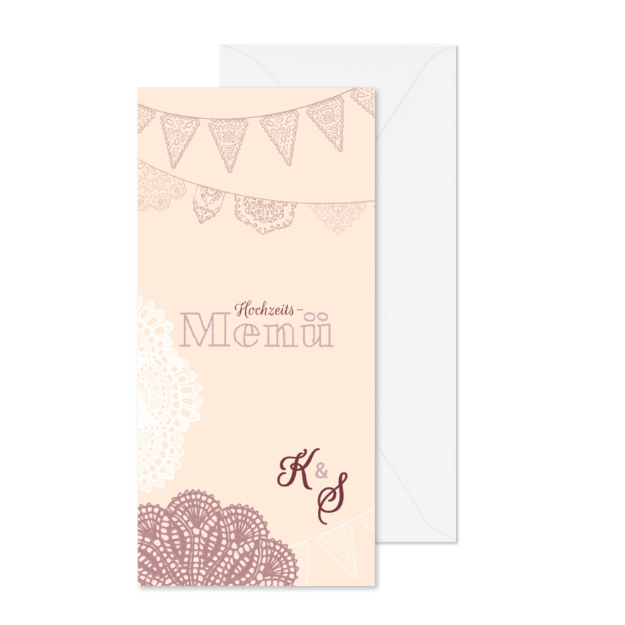 Spitze und Wimpel Menü-Karte - Karteneindruck
