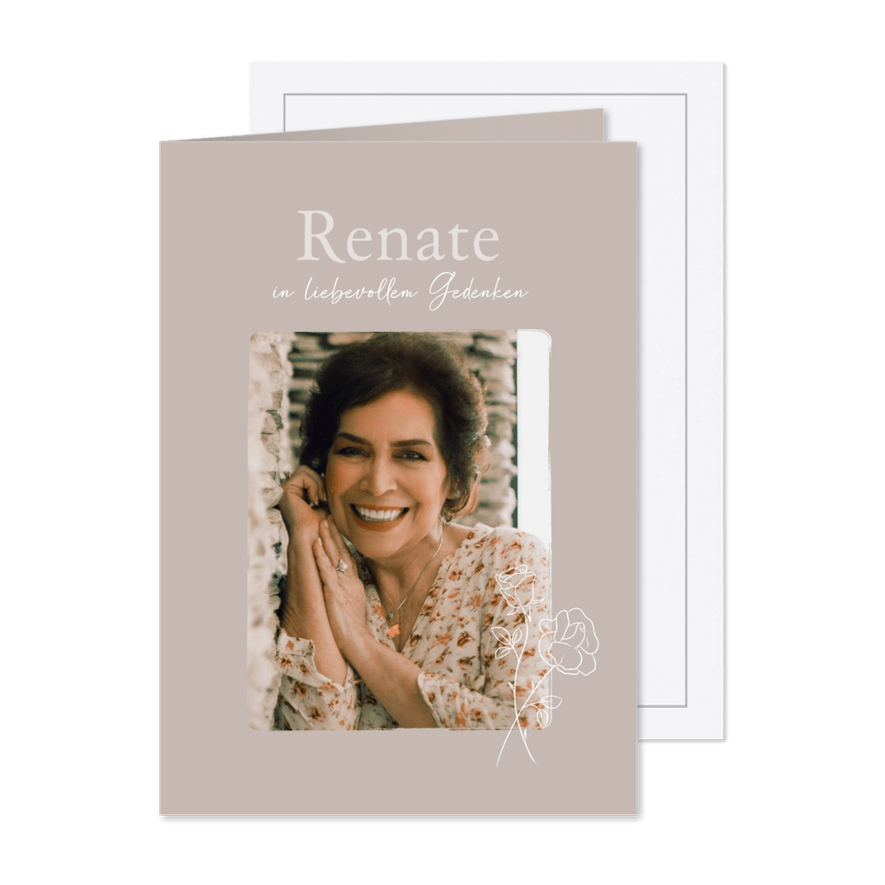 Sterbebild-Karte Foto und Rosen - Karteneindruck