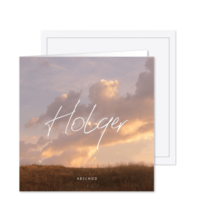 Sterbebild mit Wolkenmotiv - Karteneindruck