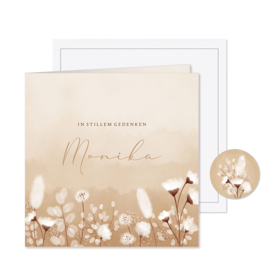 Sterbebild-Trauerkarte mit Trockenblumen - Karteneindruck