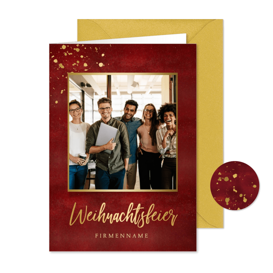 Stilvolle Einladung zur Weihnachtsfeier mit Foto - Kartenvorschau
