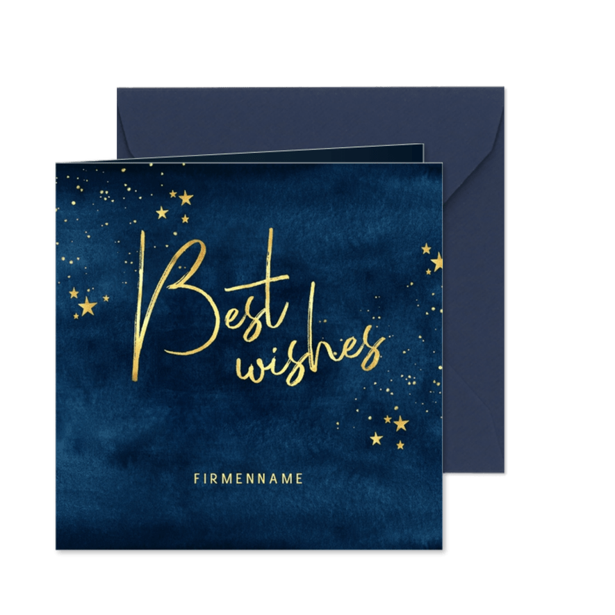 Stilvolle geschäftliche Weihnachtskarte best wishes & Sterne - Karteneindruck