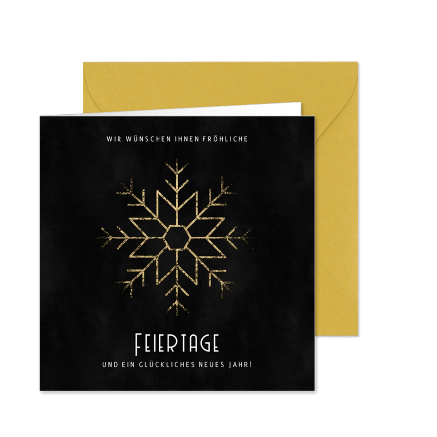 Stilvolle geschäftliche Weihnachtskarte goldene Schneeflocke - Karteneindruck