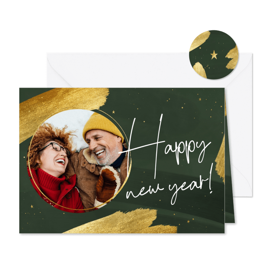 Stilvolle Neujahrskarte 'Happy new year' mit Foto - Karteneindruck