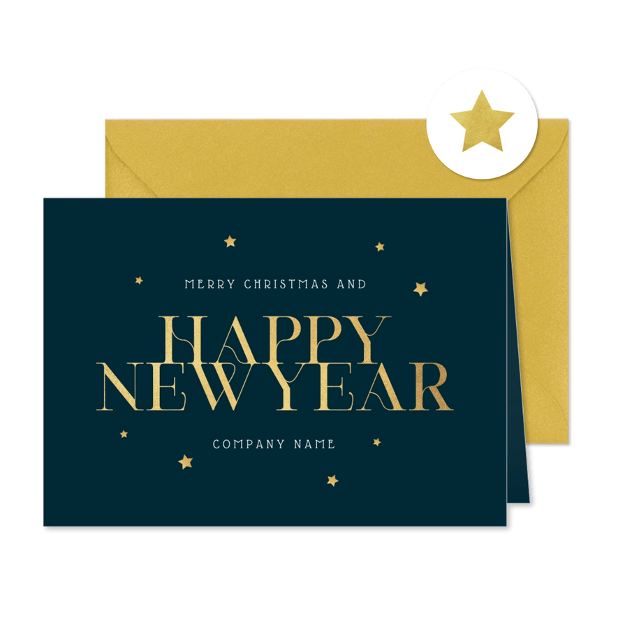 Stilvolle Neujahrskarte 'Happy New Year' - Kartenvorschau