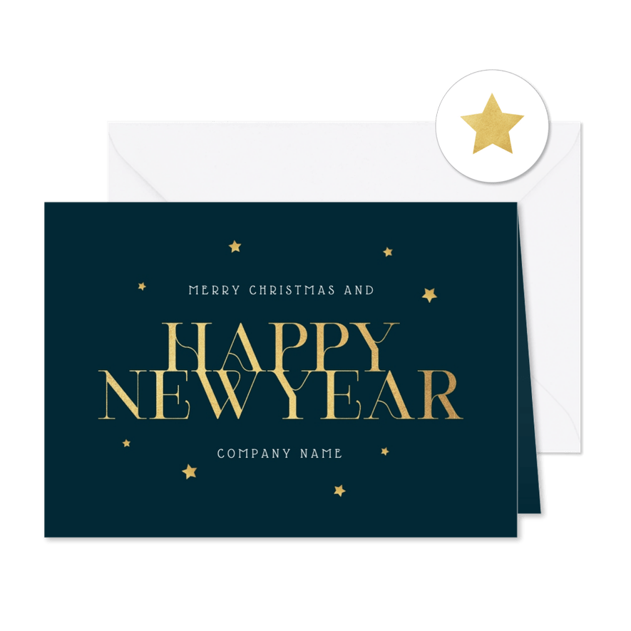 Stilvolle Neujahrskarte 'Happy New Year' - Karteneindruck
