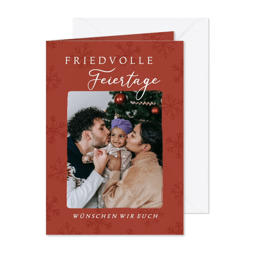 Stilvolle Weihnachtsgrüße Schneeflocken - Karteneindruck