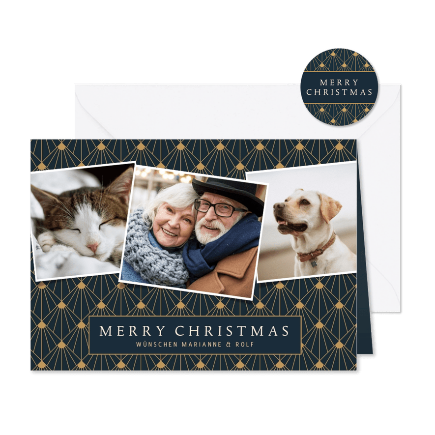 Stilvolle Weihnachtskarte mit 3 eigene Fotos - Karteneindruck