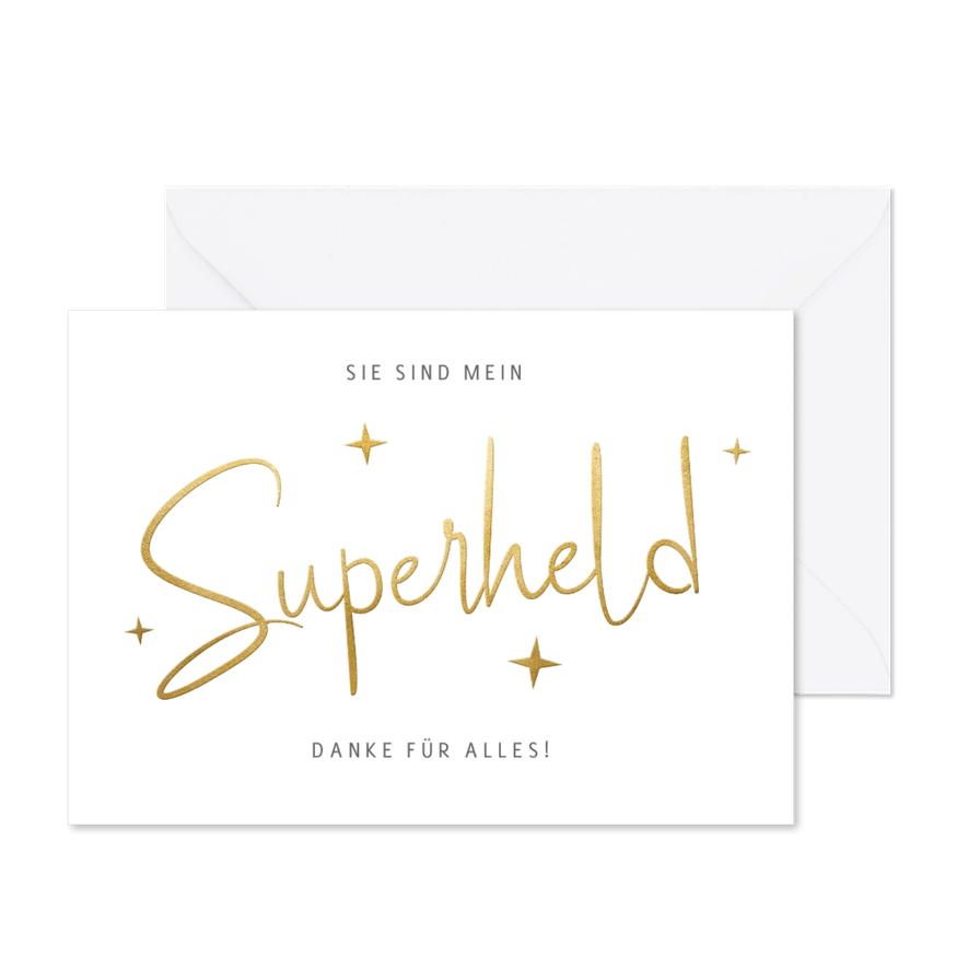 Superheld Dankeskarte - Karteneindruck