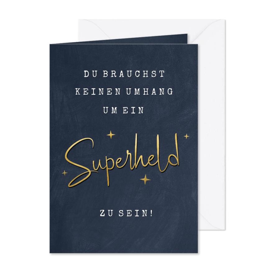 Superheld-Grußkarte 'Superheld ohne Umhang' - Karteneindruck
