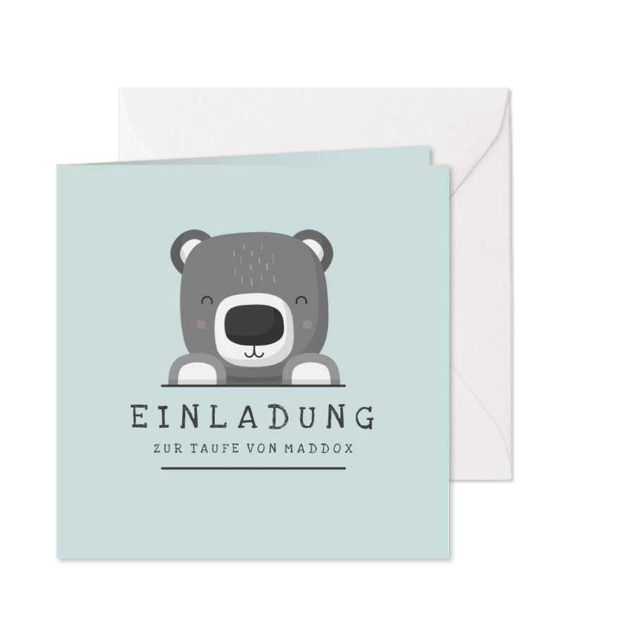 Taufeinladung Bär blau Foto innen - Karteneindruck