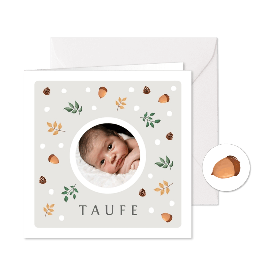 Taufeinladung Herbstlook mit Foto - Karteneindruck
