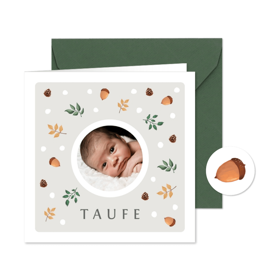 Taufeinladung Herbstlook mit Foto - Kartenvorschau
