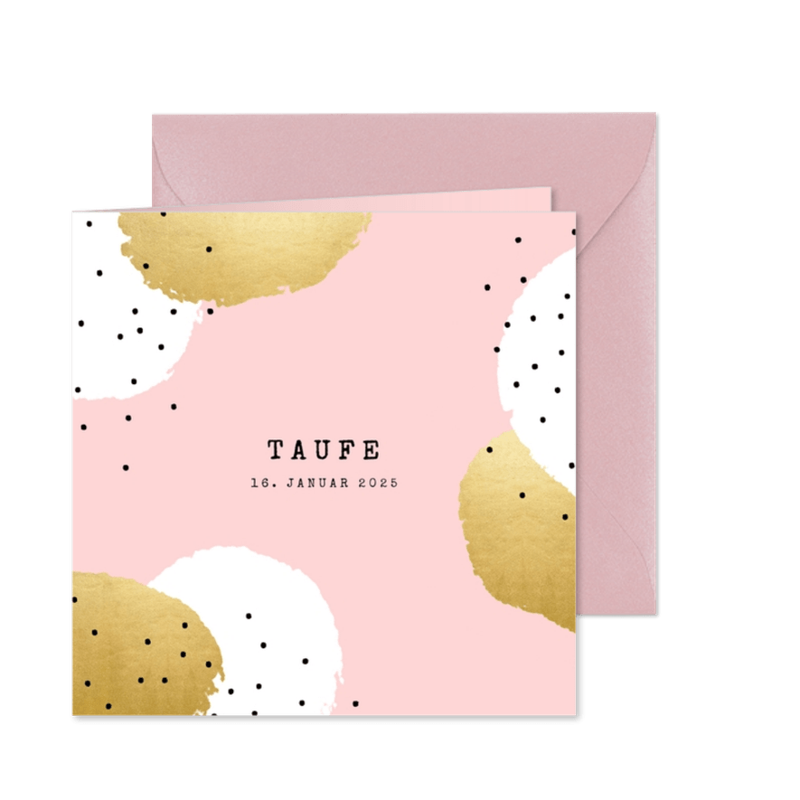 Taufeinladung rosa mit Punkten - Karteneindruck