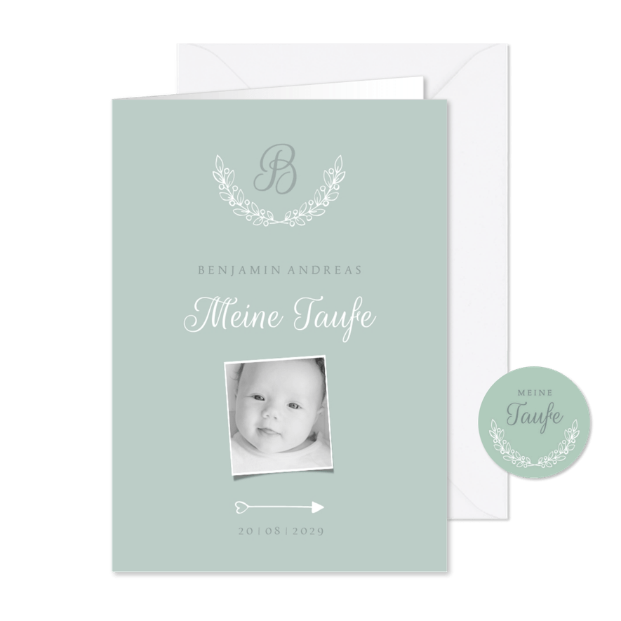 Taufheft Kirche klassisch blaugrün eigenes Foto - Karteneindruck
