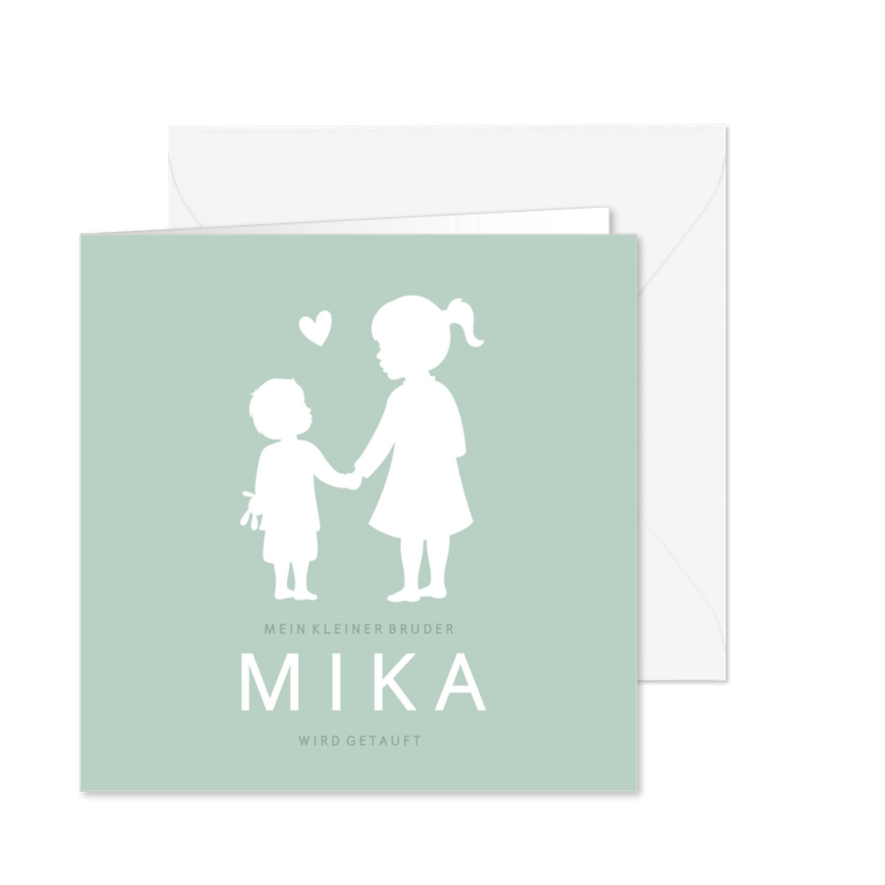 Taufkarte Scherenschnitt große Schwester kleiner Bruder - Karteneindruck