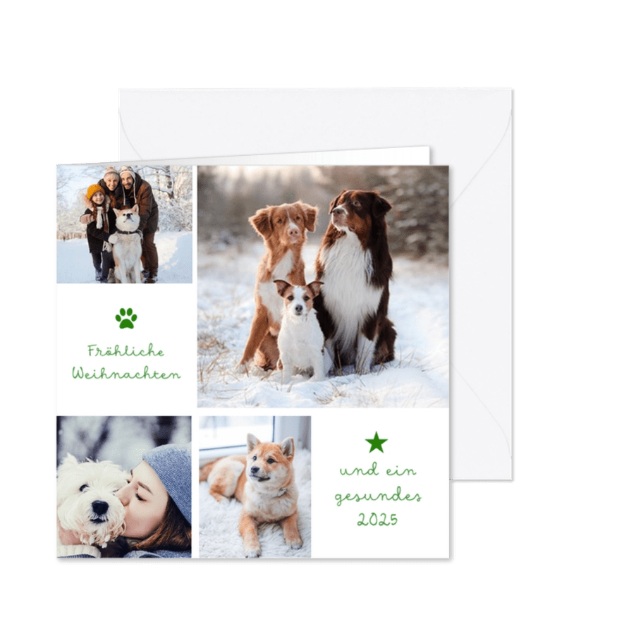 Tierische Fotocollage 'Fröhliche Weihnachten' - Karteneindruck
