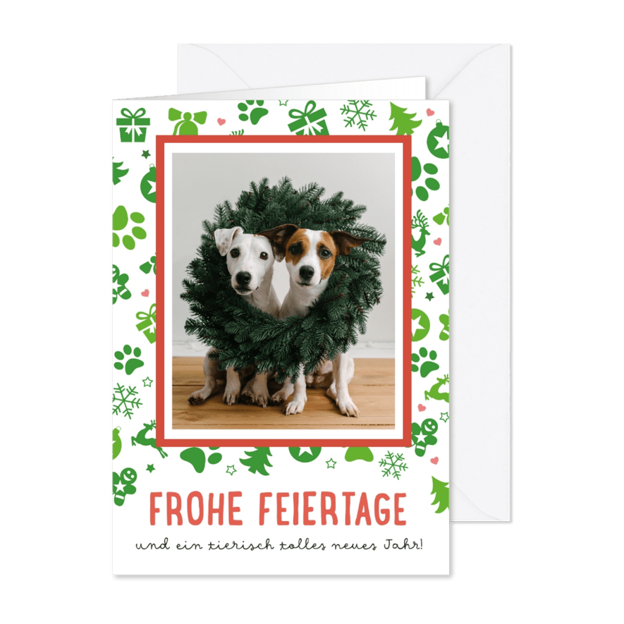 Tierische Weihnachtsgrüße mit großem Foto - Karteneindruck