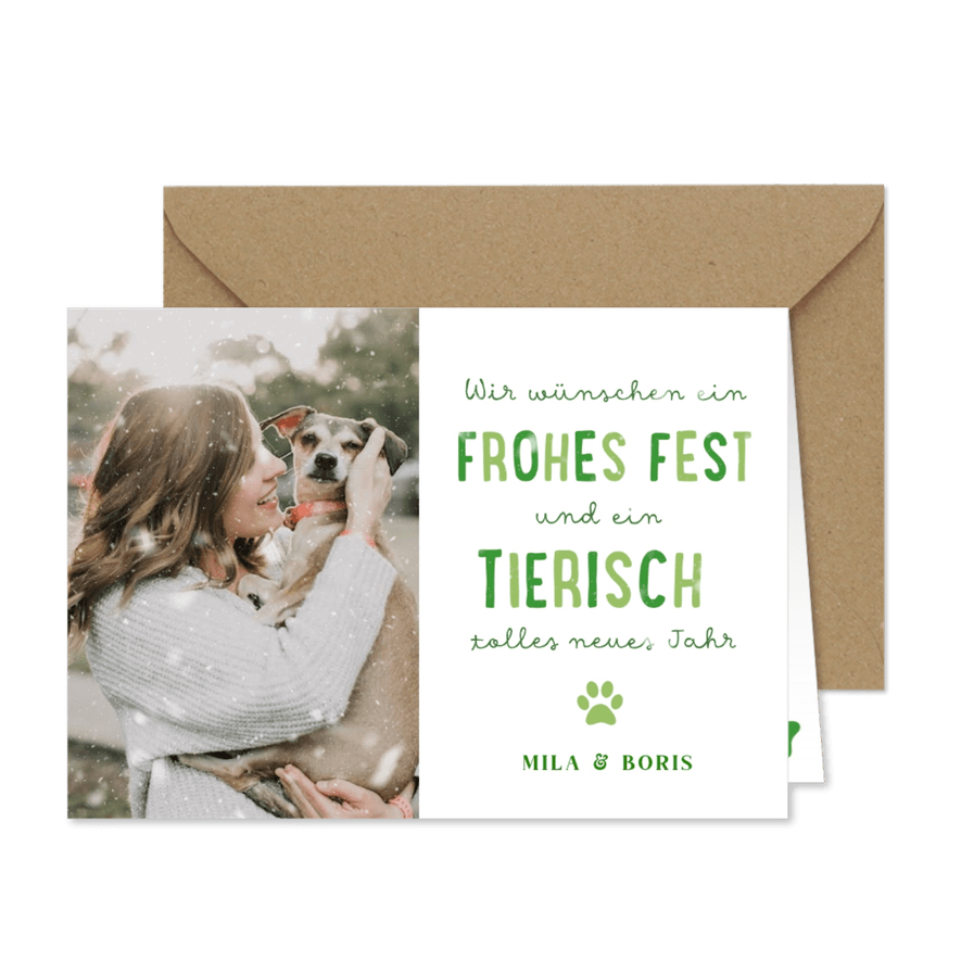 Tierische Weihnachtsgrußkarte  - Karteneindruck
