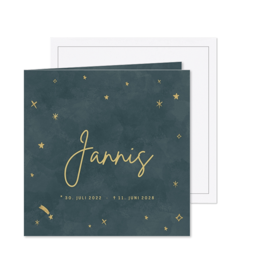 Traueranzeige Kind Sterne & Aquarell in Dunkelblau - Karteneindruck