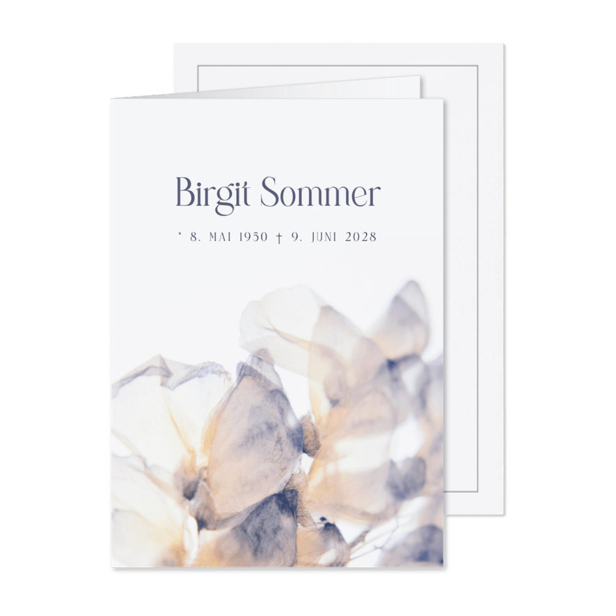 Trauerfeier Einladung Aquarell anmutige Blumen - Karteneindruck
