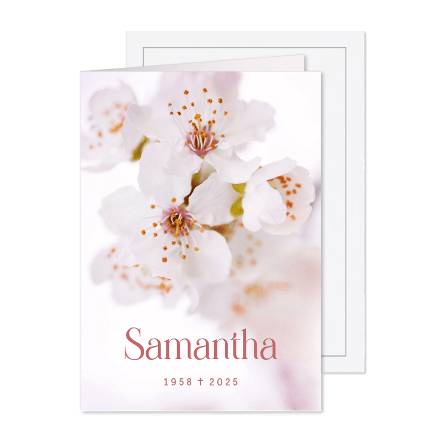 Trauerfeier Einladungskarte Kirschblüten rosa - Karteneindruck
