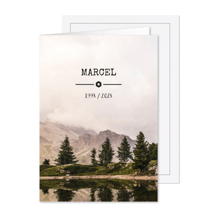 Trauerkarte Einladung Feier Berglandschaft - Karteneindruck
