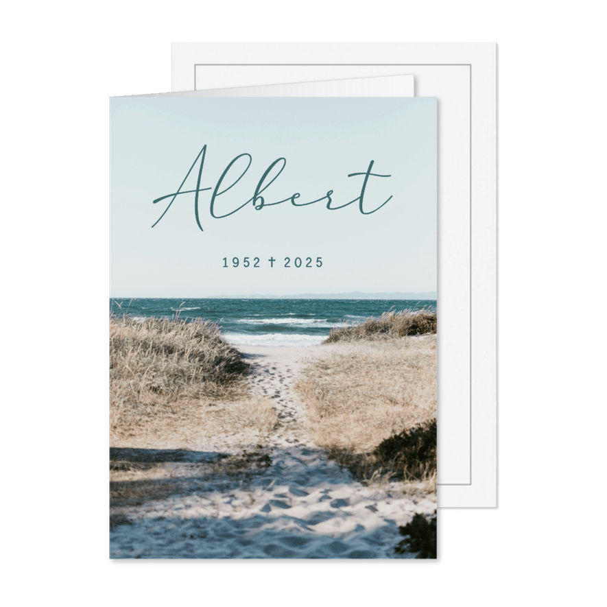 Trauerkarte Einladung Naturfoto Meer und Strand - Karteneindruck